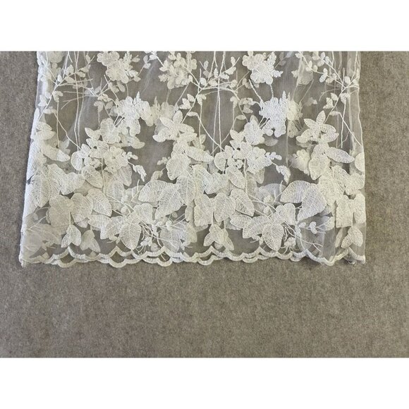 Pol Blouse Womens Small Ivory Sheer Embroidered Shirt Top Floral - Picture 11 of 13
